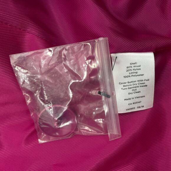 NEW Talbots Wool Blend Double Breasted Pea Coat Hot Pink Size 12 - Picture 12 of 12